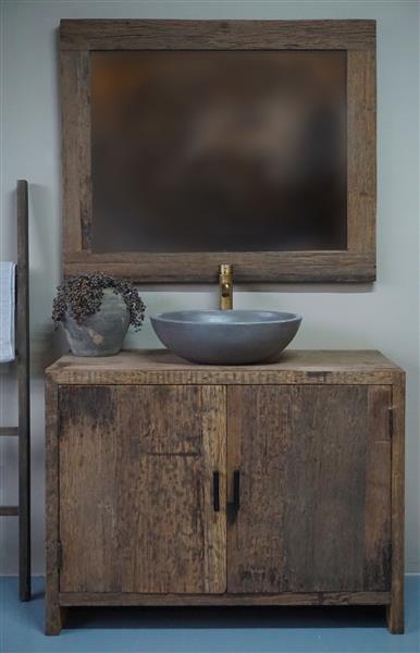 Grote foto spiegel soof 110x90 cm rustiek oud hout huis en inrichting complete badkamers