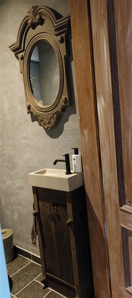 Grote foto spiegel ossenoog hout h84xb62 cm old grey huis en inrichting complete badkamers