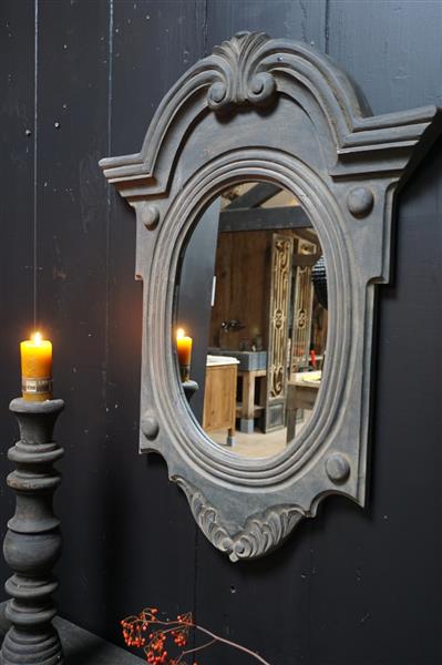 Grote foto spiegel ossenoog hout h84xb62 cm old grey huis en inrichting complete badkamers
