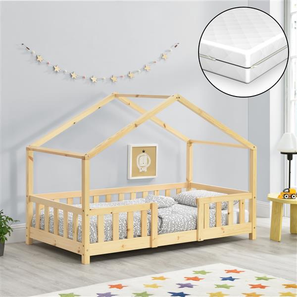 Grote foto kinderbed treviolo met matras 70x140 cm houtkleurig huis en inrichting overige