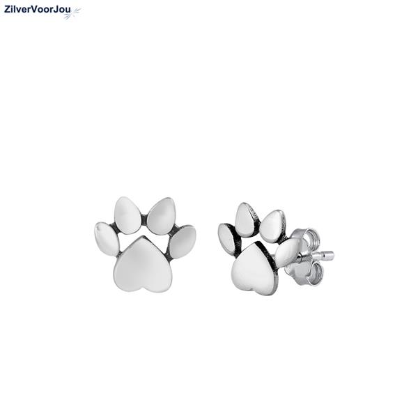 Grote foto zilveren hond pootafdruk oorstekers sieraden tassen en uiterlijk oorbellen