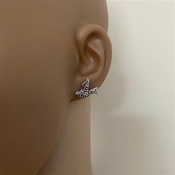 Grote foto zilveren filigree mus vogel oorstekers sieraden tassen en uiterlijk oorbellen