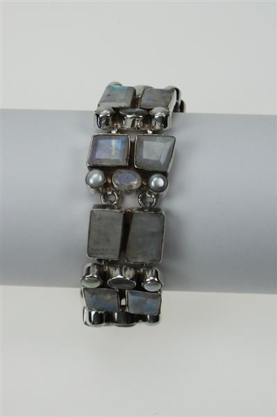Grote foto zilveren schakel armband met maanstenen sieraden tassen en uiterlijk armbanden voor haar