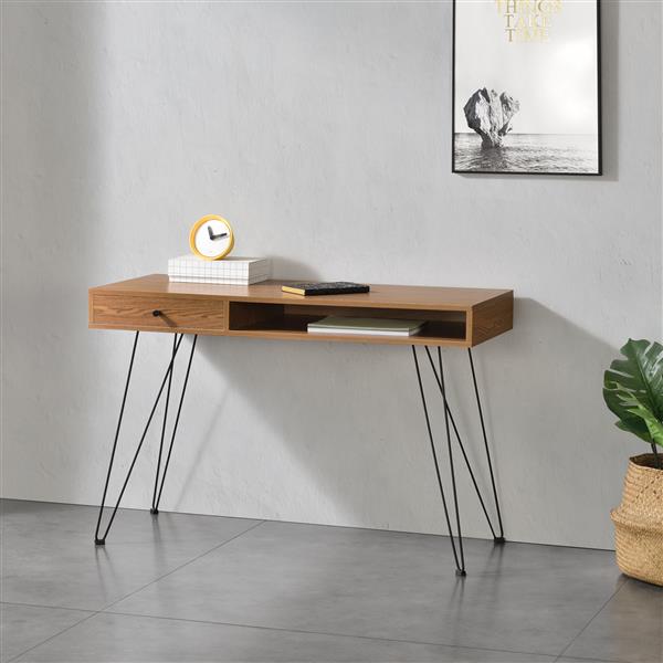 Grote foto bureau munkfors met lade 115x48x75 cm houtkleurig en zwart huis en inrichting stoelen