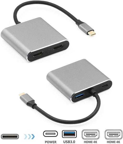 Grote foto drphone pd10 usb c naar hdmi adapter 2x hdmi 4k usb 3.0 poort type c pd 2x schermen computers en software overige computers en software