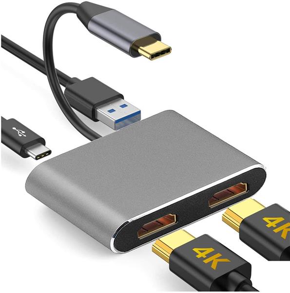 Grote foto drphone pd10 usb c naar hdmi adapter 2x hdmi 4k usb 3.0 poort type c pd 2x schermen computers en software overige computers en software