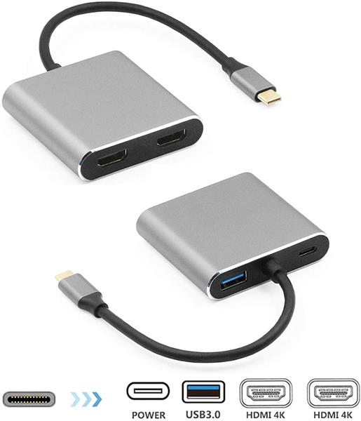 Grote foto drphone pd10 usb c naar hdmi adapter 2x hdmi 4k usb 3.0 poort type c pd 2x schermen computers en software overige computers en software