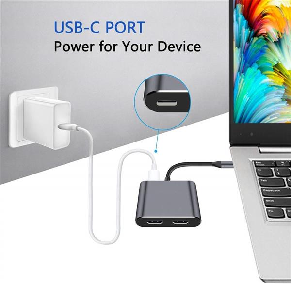 Grote foto drphone pd10 usb c naar hdmi adapter 2x hdmi 4k usb 3.0 poort type c pd 2x schermen computers en software overige computers en software