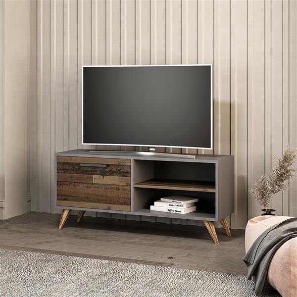 Grote foto en.casa tv meubel helle 120x35x50 cm antraciet en houtkleurig huis en inrichting overige