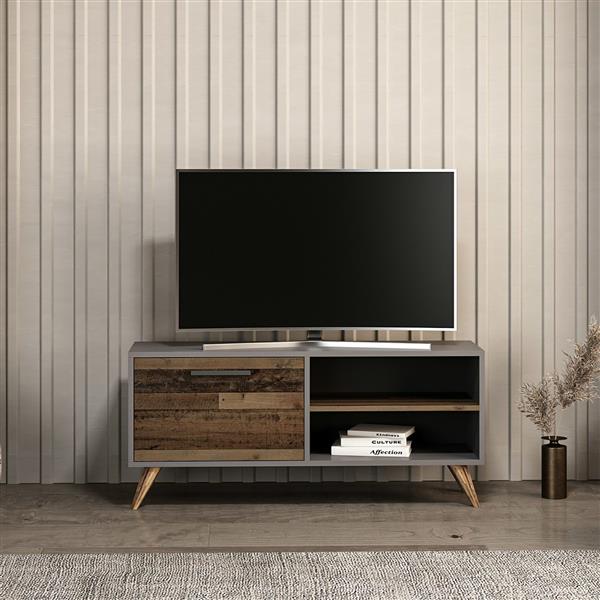 Grote foto en.casa tv meubel helle 120x35x50 cm antraciet en houtkleurig huis en inrichting overige