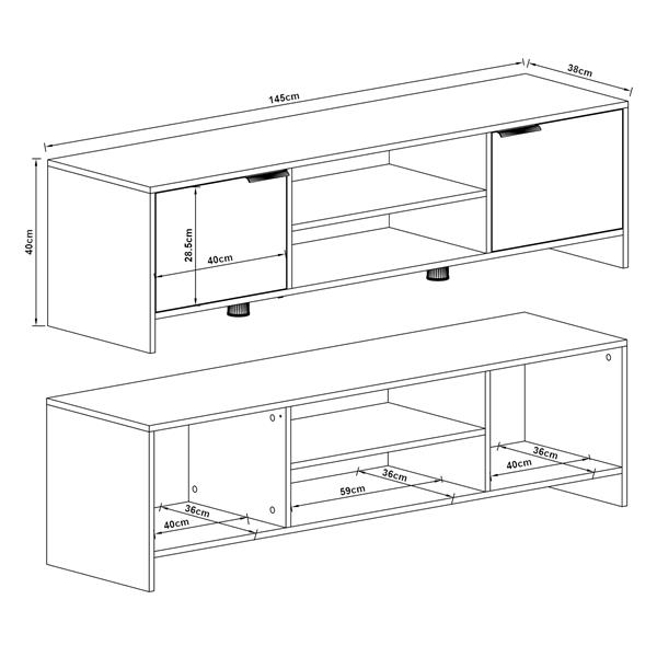 Grote foto en.casa tv meubel stevns 40x145x38 cm wit huis en inrichting overige