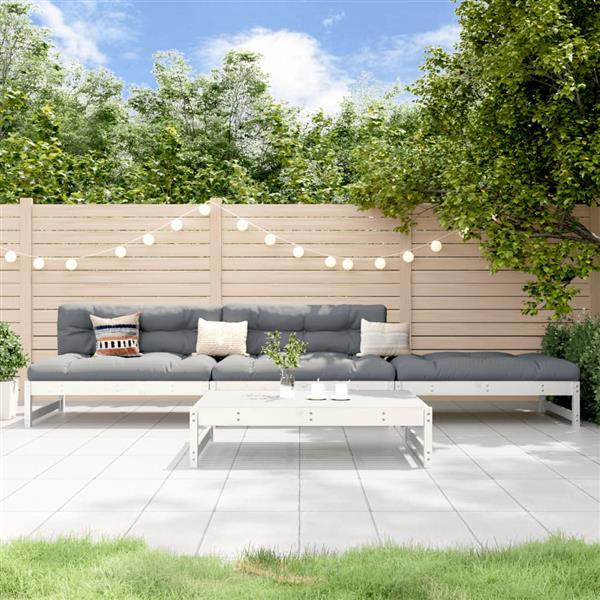 Grote foto vidaxl 4 delige loungeset massief grenenhout wit tuin en terras tuinmeubelen