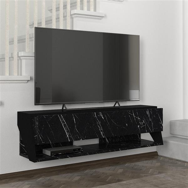 Grote foto en.casa tv meubel kimito n zwevend 120x31 5x32 5 cm marmer zwart huis en inrichting overige