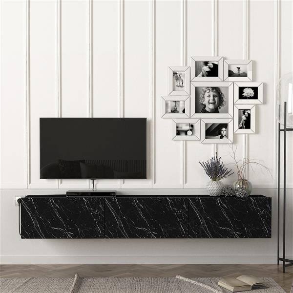 Grote foto en.casa tv meubel vihti zwevend 180x31x29 5 cm marmer zwart huis en inrichting overige