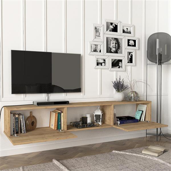 Grote foto en.casa tv meubel paltamo zwevend 180x31x29 5 cm eiken huis en inrichting overige