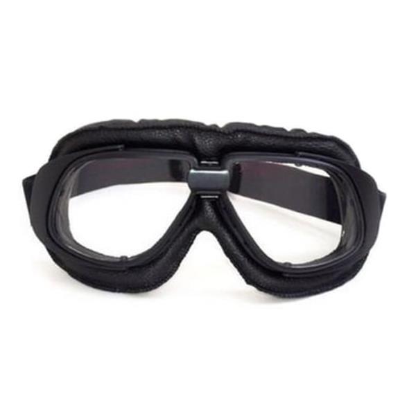 Grote foto crg retro zwart leren motorbril glaskleur helder motoren kleding