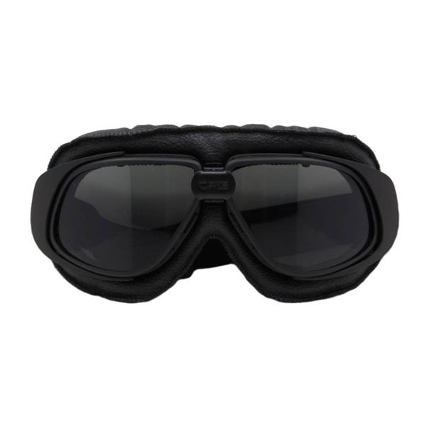 Grote foto crg retro zwart leren motorbril glaskleur helder motoren kleding