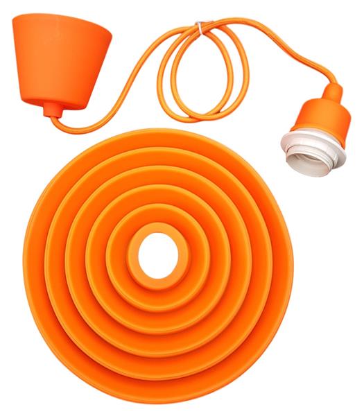 Grote foto led lamp diy vouwbare hanglamp strijkijzer snoer e27 siliconen fitting oranje huis en inrichting overige