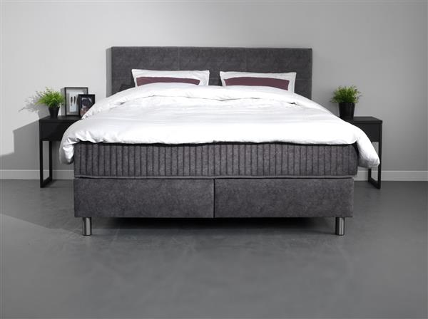 Grote foto hilton boxspring vlak 2 persoons antraciet diamant slaapcomfort huis en inrichting bedden