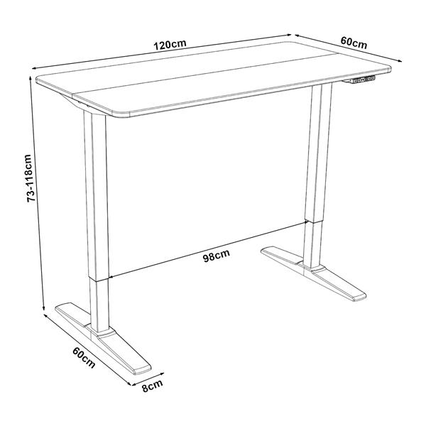 Grote foto pro.tec tafel kento zit sta elektrisch verstelbaar 120x60x73 118 cm wit huis en inrichting stoelen