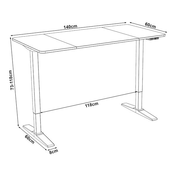 Grote foto pro.tec tafel kento zit sta elektrisch verstelbaar 140x60x73 118 cm wit huis en inrichting stoelen