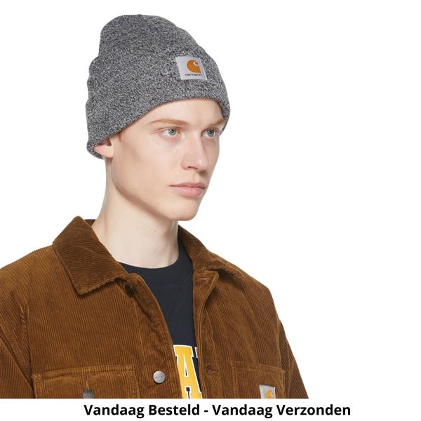 Grote foto carhartt wip acrylic knit muts heather coal grijs motoren kleding