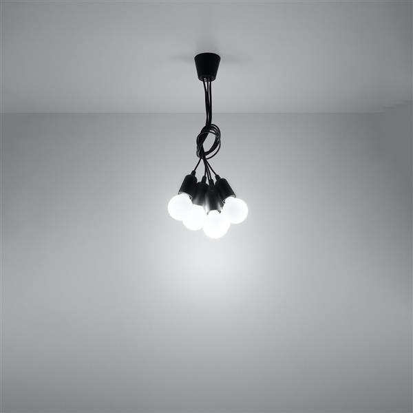 Grote foto plafondlamp diego 5 zwart diy 5 x e27 fitting excl lamp 90cm ip20 huis en inrichting overige