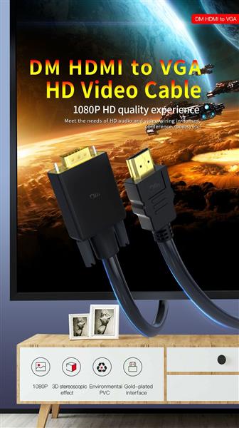 Grote foto drphone dm33 hdmi naar vga kabel 1080p hd 10 2 gbps met audio adapter kabel 1.8m zwart telecommunicatie opladers en autoladers