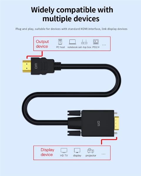 Grote foto drphone dm33 hdmi naar vga kabel 1080p hd 10 2 gbps met audio adapter kabel 1.8m zwart telecommunicatie opladers en autoladers