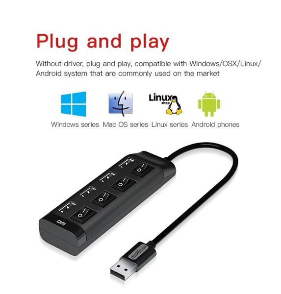 Grote foto drphone dm chb5 4 poorts usb hub met aan uit schakelaar usb 2.0 480mbps extender splitter voor p computers en software overige computers en software