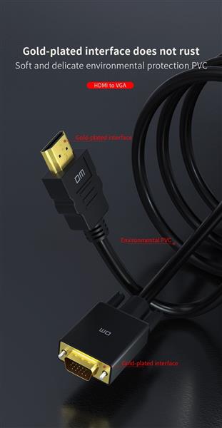 Grote foto drphone dm33 hdmi naar vga kabel 1080p hd 10 2 gbps met audio adapter kabel 1.8m zwart telecommunicatie opladers en autoladers