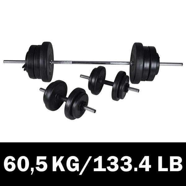 Grote foto vidaxl barbell en dumbbellset 60 5 kg sport en fitness fitness