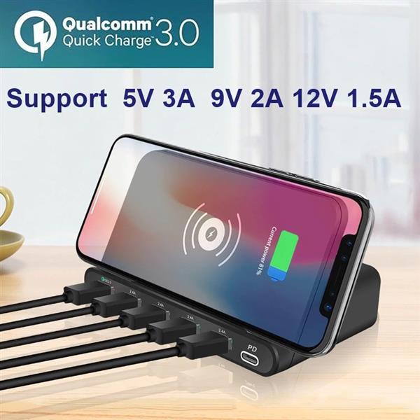 Grote foto drphone smartc5 draadloos laadstation usb hub oplader draadloze lader qualcomm 3.0 pd opladen telecommunicatie opladers en autoladers