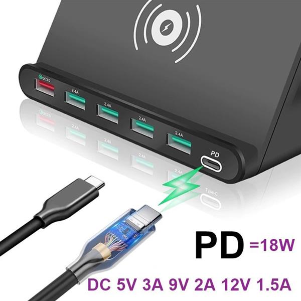 Grote foto drphone smartc5 draadloos laadstation usb hub oplader draadloze lader qualcomm 3.0 pd opladen telecommunicatie opladers en autoladers