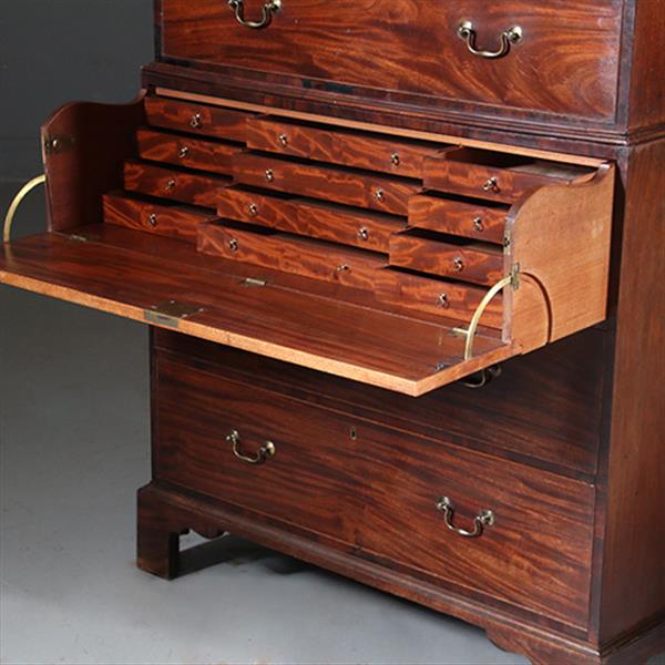 Grote foto antieke ladenkasten chest on chest tallboy ca. 1790 in mahonie met bureau no.910661 antiek en kunst overige in antiek gebruiksvoorwerpen