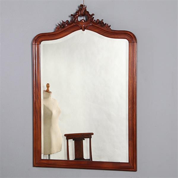 Grote foto antieke spiegels grote schouwspiegel in mahonie ca 1885 facet geslepen gestoken kuif no.891540 antiek en kunst spiegels