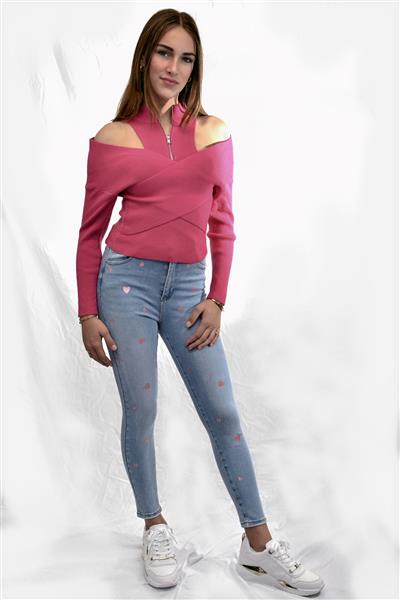 Grote foto blauwe dames jeans met hartje kleding dames spijkerbroeken en jeans