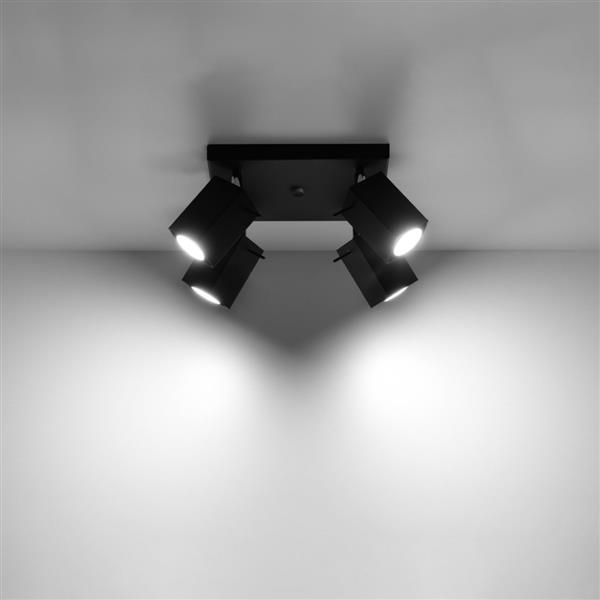 Grote foto plafondlamp merida 4 zwart 4x gu10 lamphouder 25x25x16cm ip20 230v ac huis en inrichting overige