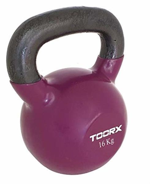 Grote foto toorx fitness kettlebell vinyl gekleurd 12 kg paars sport en fitness fitness