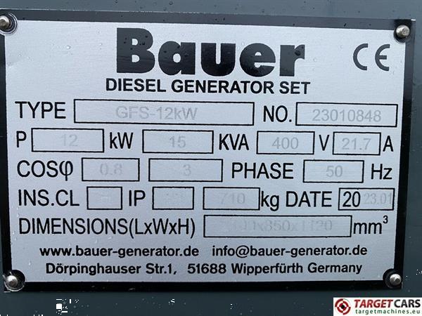 Grote foto bauer gfs 12kw ats 15kva diesel generator 400 230v new unused doe het zelf en verbouw aggregaten
