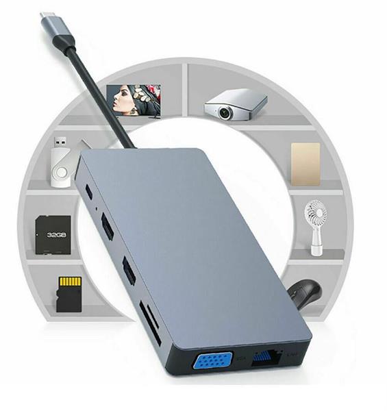 Grote foto drphone md5 12 in 1 hub 2x hdmi 3 schermen usb c naar hdmi vga usb 3.0 pd 100w micro sd computers en software overige computers en software