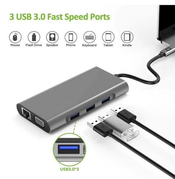 Grote foto drphone md3 usb c hub 10 in 1 dock complete uitbreiding poorten met ethernet 4k hdmi vga us computers en software overige computers en software