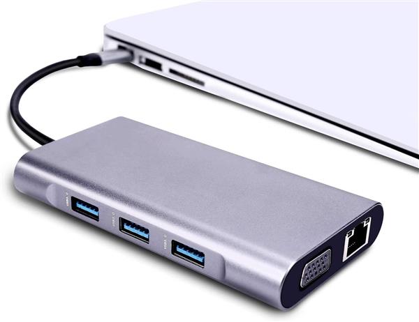 Grote foto drphone md3 usb c hub 10 in 1 dock complete uitbreiding poorten met ethernet 4k hdmi vga us computers en software overige computers en software