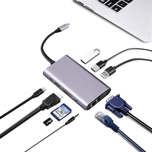 Grote foto drphone md3 usb c hub 10 in 1 dock complete uitbreiding poorten met ethernet 4k hdmi vga us computers en software overige computers en software