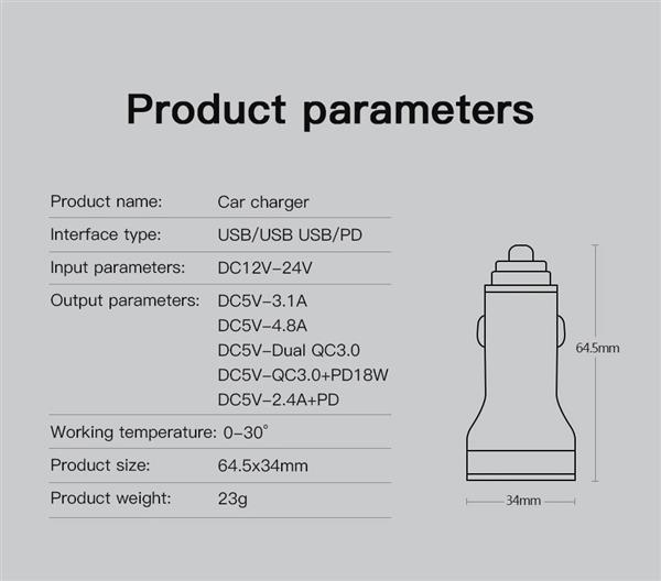 Grote foto drphone invisible3 usb qc3.0 3a 9v autolader snel opladen 12 24v 36w met digitale display spanni telecommunicatie opladers en autoladers