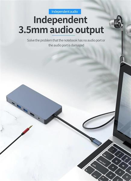 Grote foto drphone md5 12 in 1 hub 2x hdmi 3 schermen usb c naar hdmi vga usb 3.0 pd 100w micro sd computers en software overige computers en software