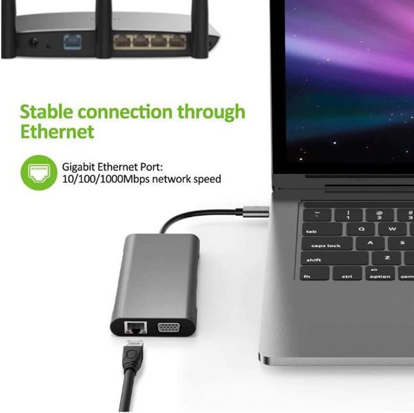 Grote foto drphone md3 usb c hub 10 in 1 dock complete uitbreiding poorten met ethernet 4k hdmi vga us computers en software overige computers en software