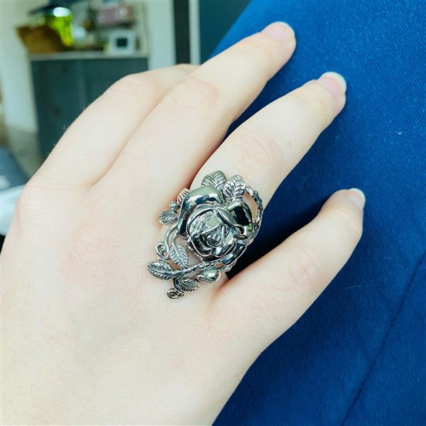 Grote foto zilveren grote roos ring sieraden tassen en uiterlijk ringen voor haar