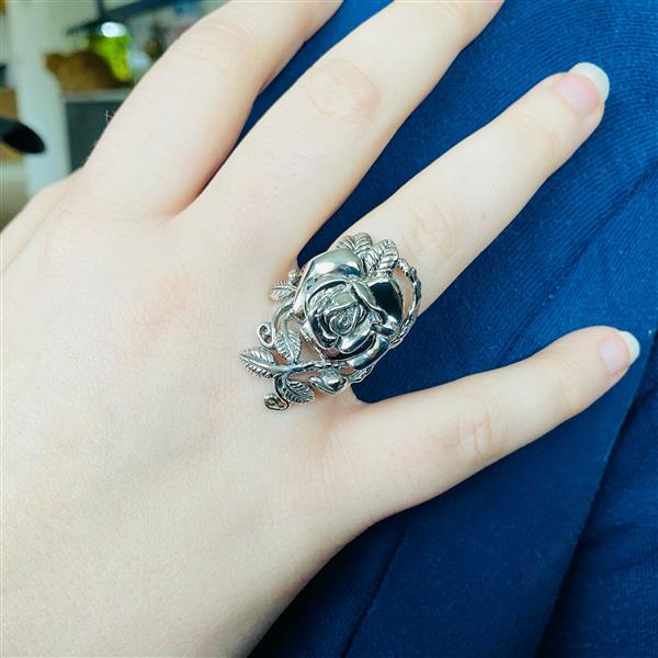Grote foto zilveren grote roos ring sieraden tassen en uiterlijk ringen voor haar