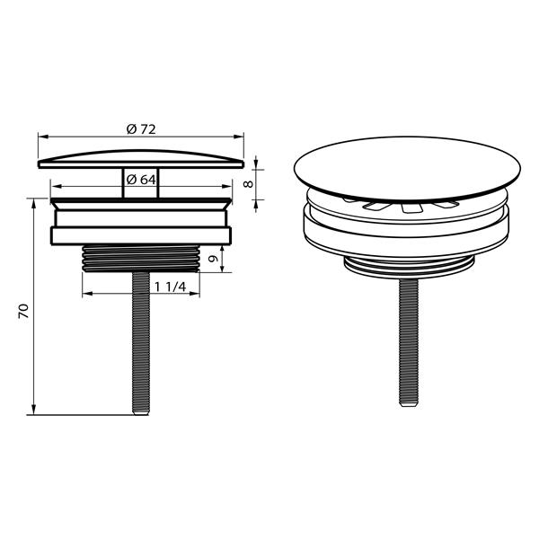 Grote foto differnz afvoerplug always open mat zwart 72mm huis en inrichting complete badkamers